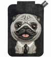 MagSafe Uyumlu | Manyetik 3D Nakışlı Kartlık Stand - Takip Eden Gözler Kravatlı Siyah Pug