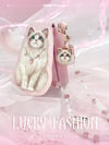 MagSafe Uyumlu | Manyetik 3D Nakışlı Kolyeli Kedi Stand & Kartlık - Pink Ragdoll
