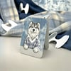 MagSafe Uyumlu | Manyetik 3D Nakışlı Köpek Figürlü Stand Kartlık - Kazaklı Husky