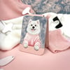 MagSafe Uyumlu | Manyetik 3D Nakışlı Stand Kartlık - Pembe Kazaklı White Spitz