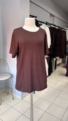 BÜYÜK BEDEN KAHVERENGİ BASİC T-SHIRT