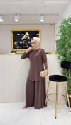KAHVERENGİ KOL DÜĞMELİ İKİLİ TAKIM