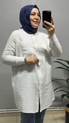 MAVİ ÇİZGİLİ PAMUKLU UZUN GÖMLEK