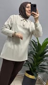 TAŞ RENGİ JAKAR DETAYLI TUNİK