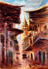İstanbul temalı tablolarGalata Sokakları Yağlı Boya Tablo
