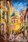 İstanbul Temalı Tablolar,Soyut ve Modern TablolarGalat Sokakları Modern Yağlı Boya Tablo