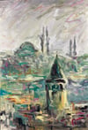 İstanbul Temalı Tablolar,Soyut ve Modern TablolarGalata'dan Süleymaniye Modern Yağlı Boya Tablo