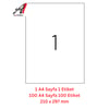 A1 Lazer Etiket tw-2000 500 A4 Sayfa Laser Etiket 210 x 297 mm Boyutunda 1 A4 Sayfada 1 Etiket