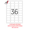 A1 Lazer Etiket tw-2036 100 A4 Sayfa Laser Etiket 45 x 30 mm Boyutunda 1 A4 Sayfada 36 Etiket
