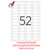 A1 Lazer Etiket tw-2052 500 A4 Sayfa Lazer Etiket 21 x 46 mm Boyutunda 1 A4 Sayfada 52 Etiket