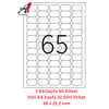 A1 Lazer Etiket tw-2065 500 A4 Sayfa Lazer Etiket 38,1 x 21,2  OVAL mm Boyutunda 1 A4 Sayfada 65 Etiket