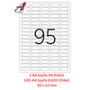 A1 Lazer Etiket tw-2095 100 A4 Sayfa Laser Etiket 30 x 12 mm Boyutunda 1 A4 Sayfada 95 Etiket