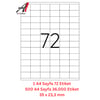 A1 Lazer Etiket tw-2272 500 A4 Sayfa Lazer Etiket 35 x 23,3 mm Boyutunda 1 A4 Sayfada 72 Etiket