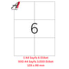 A1 Lazer Etiket tw-2303 500 A4 Sayfa Lazer Etiket 105 x 99 mm Boyutunda 1 A4 Sayfada 6 Etiket