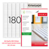 Tanex Lazer Etiket tw-2060 100 A4 Sayfa Laser Etiket 30 X 9 mm Boyutunda 1 A4 Sayfada 180 Etiket