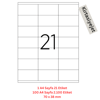 Tanex Lazer Etiket tw-2121 100 A4 Sayfa Laser Etiket 70 x 38 mm Lazer Etiket A4 Sayfada 21 Etiket