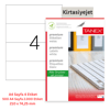Tanex Lazer Etiket tw-2404 500 A4 Sayfa Laser Etiket 210 x 74,25 mm Boyutunda 1 A4 Sayfada 4 Etiket.