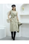 İkli Su Geçirmez Bondit Trençkot Krem