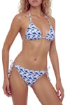 Akdeniz Dalga Köpüğü ve Kılıç Balığı Desenli Premium Bağcıklı Üçgen Bikini Set