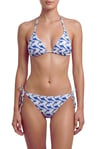 Akdeniz Dalga Köpüğü ve Kılıç Balığı Desenli Premium Bağcıklı Üçgen Bikini Set