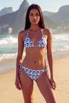 Akdeniz Dalga Köpüğü ve Kılıç Balığı Desenli Premium Bağcıklı Üçgen Bikini Set
