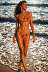 Akdeniz Gün Batımı ve Kılıç Balığı Desenli Premium Bandeau Bikini Set