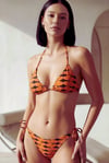 Akdeniz Gün Batımı ve Kılıç Balığı Desenli Premium Bağcıklı Üçgen Bikini Set