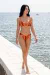 Akdeniz Gün Batımı ve Kılıç Balığı Desenli Premium Üçgen Bikini Set