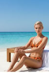 Akdeniz Gün Batımı ve Kılıç Balığı Desenli Premium Üçgen Bikini Set