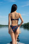 Akdeniz Suları Mavi & Kehribar Balık Desenli Premium Bandeau Bikini Set