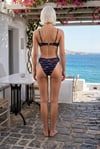 Akdeniz Suları Mavi & Kehribar Balık Desenli Premium Üçgen Bikini Set