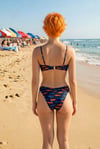 Akdeniz Suları Mavi & Kehribar Balık Desenli Premium Bandeau Bikini Set
