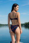 Akdeniz Suları Mavi & Kehribar Balık Desenli Premium Bandeau Bikini Set