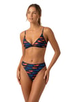 Akdeniz Suları Mavi & Kehribar Balık Desenli Premium Üçgen Bikini Set