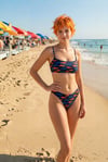 Akdeniz Suları Mavi & Kehribar Balık Desenli Premium Bandeau Bikini Set