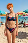 Akdeniz Suları Mavi & Kehribar Balık Desenli Premium Bandeau Bikini Set
