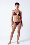 Akdeniz Suları Mavi & Kehribar Balık Desenli Premium Bağcıklı Üçgen Bikini Set