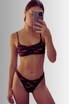 Akdeniz Suları Mavi & Kehribar Balık Desenli Premium Bandeau Bikini Set