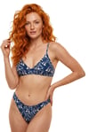 Akdeniz Yelkenli ve Dalga Desenli Premium Üçgen Bikini Set 