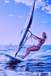 Akdeniz Yelkenli ve Dalga Desenli Premium Üçgen Bikini Set 