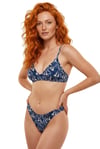 Akdeniz Yelkenli ve Dalga Desenli Premium Üçgen Bikini Set 