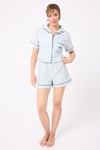 L’ESPADON MARISILK™ Kadın Yazlık Şortlu Crop Gömlekli Pijama & Lounge Takımı (Bel Bantı Yok)