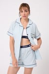 L’ESPADON MARISILK™ Kadın Yazlık Şortlu Uzun Gömlekli Pijama & Lounge Takımı (Bel Bantı Yok)