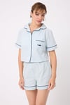 L’ESPADON MARISILK™ Kadın Yazlık Şortlu Crop Gömlekli Pijama & Lounge Takımı (Bel Bantı Yok)