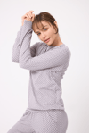 L’ESPADON OCEAN RIPPLE™ Premium Örme Pamuk Uzun Kollu Henley & Uzun Pantolonlu Kadın Pijama Takımı