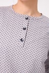 L’ESPADON OCEAN RIPPLE™ Premium Örme Pamuk Uzun Kollu Henley & Uzun Pantolonlu Kadın Pijama Takımı
