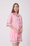 Lespadon Kadın Yazlık Bebe Yaka Düğmeli Pijama Takımı