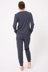 L'ESPADON OCEAN RIPPLE™ Premium Örme Pamuk Uzun Kollu Henley & Uzun Pantolonlu Kadın Pijama Takımı