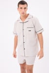MARISILK™ SEASTRIPE Erkek Yazlık Şortlu Gömlekli Pijama & Lounge Takımı
