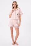 MARISILK™ SEASTRIPE Kadın Yazlık Şortlu Crop Gömlekli Pijama & Lounge Takımı (Bel Bantı Yok)